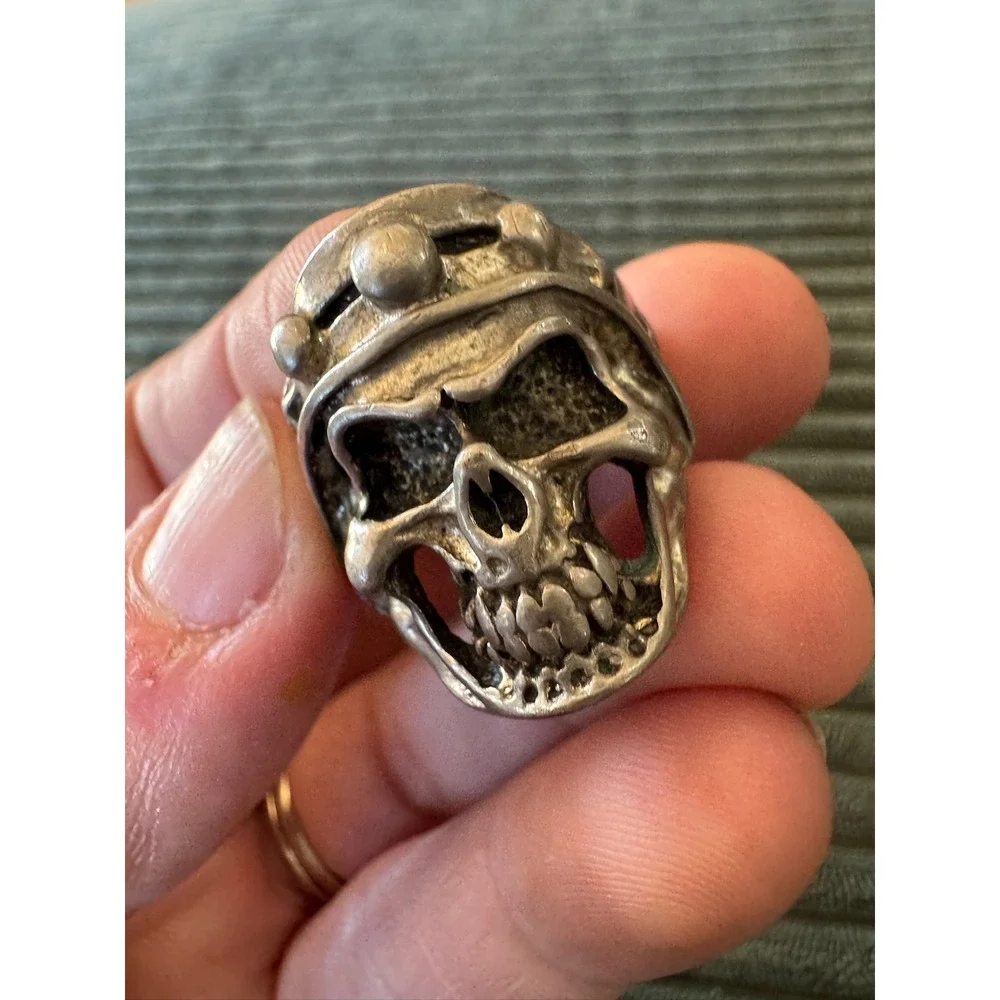 Mens‎ Skull Ring Silver Tone Crown Biker Statement Jewelry Accessory